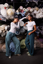 Contour Rib Bodysuit Navy Blue Pants