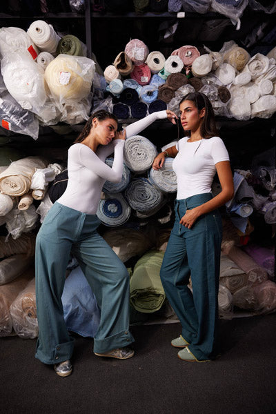 Contour Rib Bodysuit Navy Blue Pants