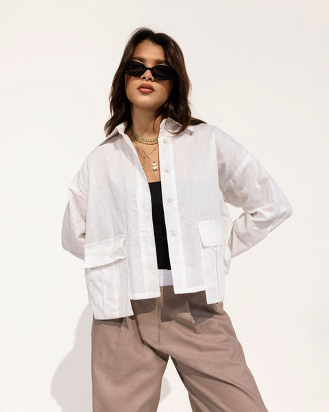Linen Essentials Top WHITE
