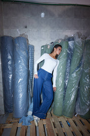 Contour Rib Bodysuit Navy Blue Pants