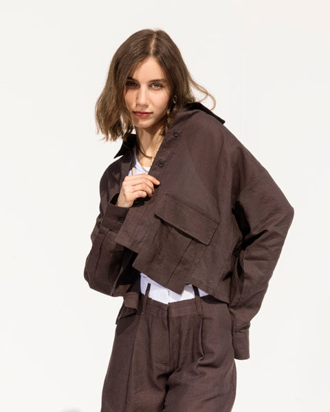 Linen Essentials Top BROWN