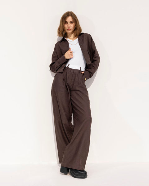 Linen Essential Trousers BROWN