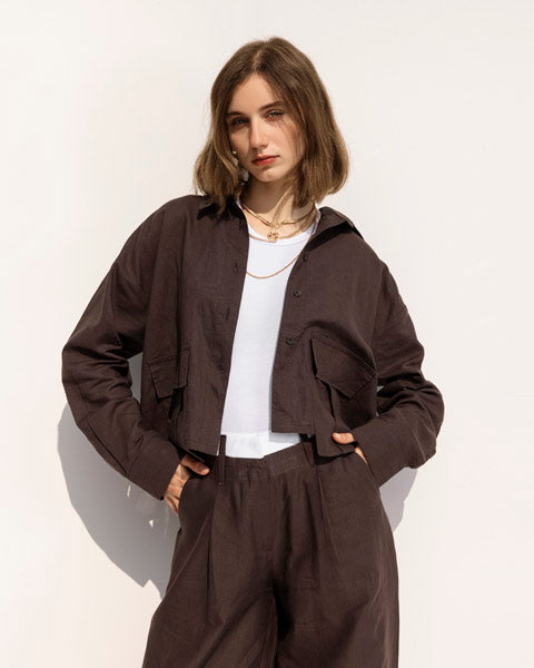 Linen Essentials Top BROWN