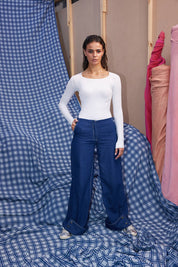 Contour Rib Bodysuit Navy Blue Pants