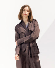 Belted Linen Top BROWN