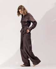Belted Linen Top BROWN