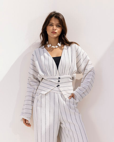 Statement Striped Top WHITEANDBLACK