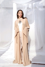 Opulent Glow Bling Tulle Caftan BIEGE