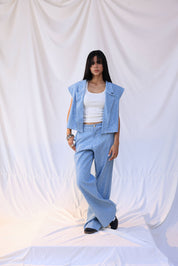 Cropped denim blazer