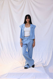 Cropped denim blazer