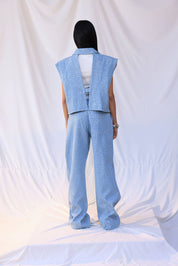 Cropped denim blazer