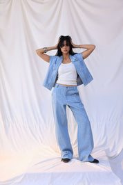 Cropped denim blazer