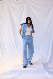 Wide-leg denim pants