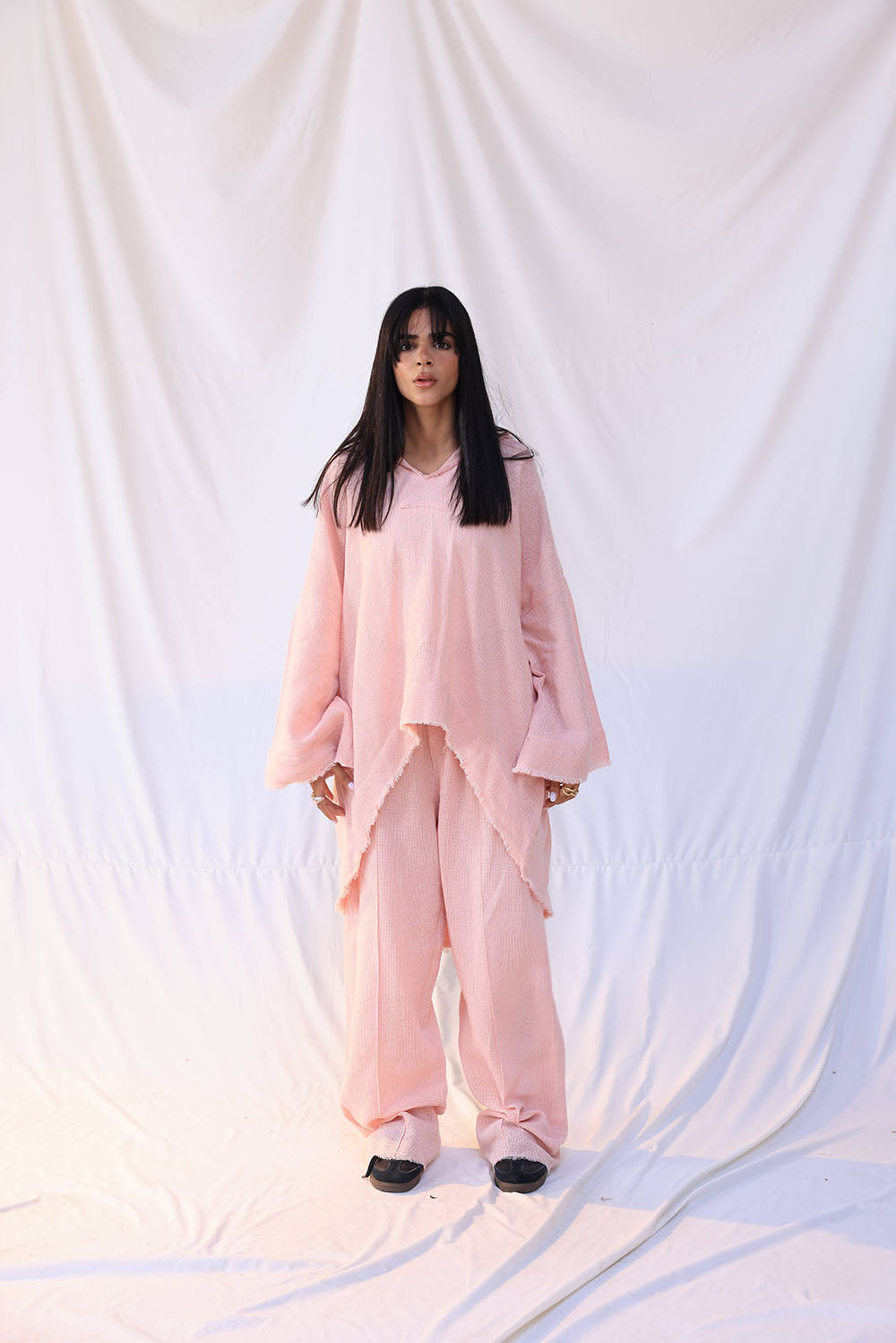 Pink Turkish Linen Plain Top With Capishou