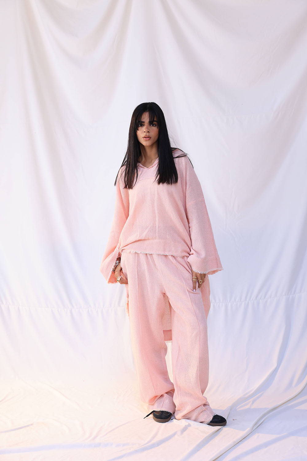 Pink Turkish Linen Plain Top With Capishou
