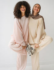 Linen Crinkle Texture Basic Tee BEIGE