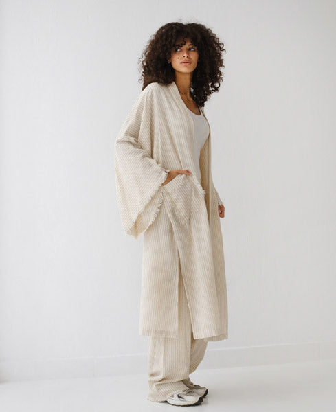 Turkish Linen Longline Cardigan CAFE