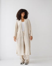 Turkish Linen Longline Cardigan CAFE