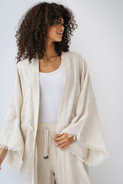 Turkish Linen Longline Cardigan CAFE