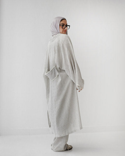 Turkish Linen Longline Cardigan GRAY