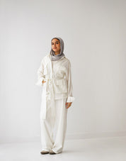 Belted Linen Top white
