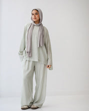 Linen Crinkle Texture Basic Tee MINT