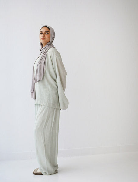 Linen Crinkle-Straight Pants MINT