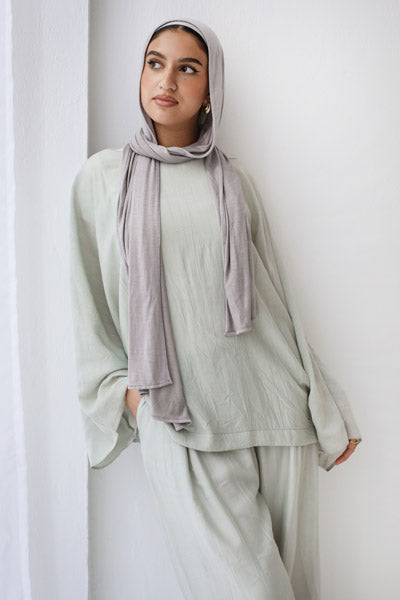 Linen Crinkle Texture Basic Tee MINT