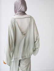 Linen Crinkle Texture Basic Tee MINT