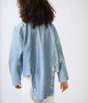 V Nick Denim Top BLUE