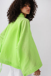 Linen-blend cardigan with bow NEON