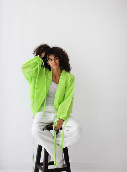 Linen-blend cardigan with bow NEON