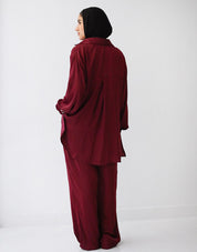 Soft Straight Pants Burgundy