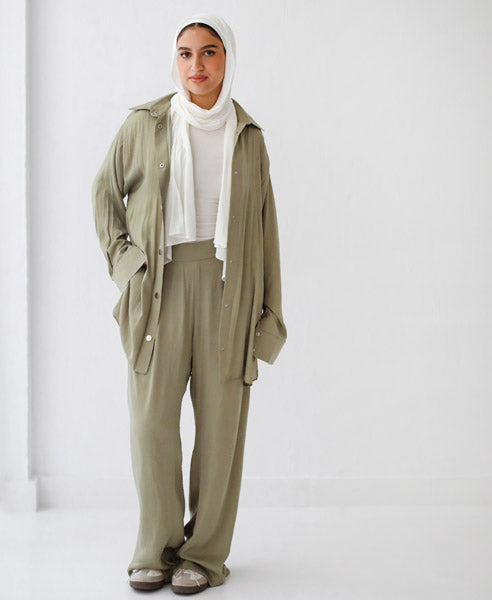Soft Straight Pants Light OLIVE