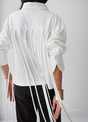 Back-Lace Detail Lycra Shirt WHITE
