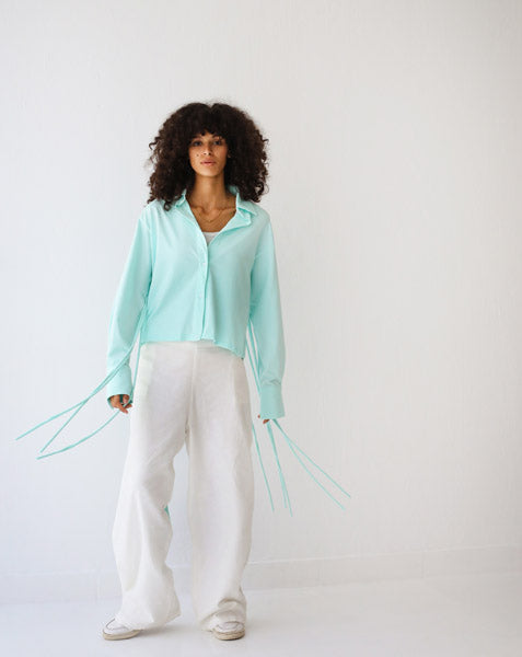 Back-Lace Detail Lycra Shirt AQUE