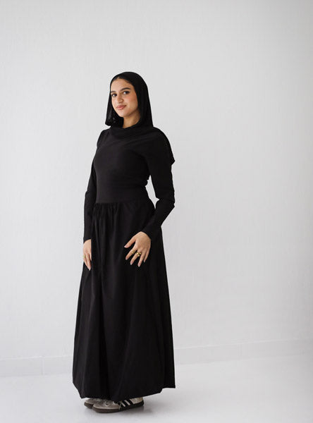 Sleeved Baloon Dress BLACK