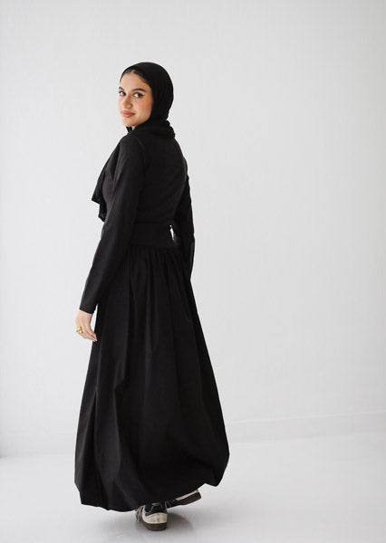 Sleeved Baloon Dress BLACK