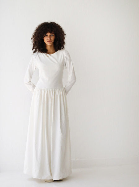 Sleeved Baloon Dress WHITE