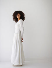 Sleeved Baloon Dress WHITE