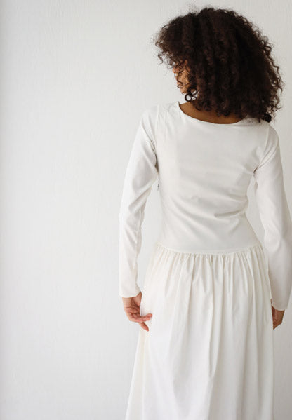 Sleeved Baloon Dress WHITE
