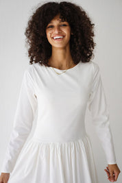 Sleeved Baloon Dress WHITE
