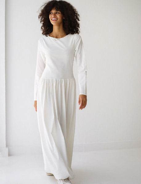 Sleeved Baloon Dress WHITE