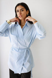 Banglen-blend shirt with bow BABY BLUE