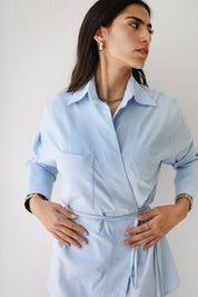 Banglen-blend shirt with bow BABY BLUE