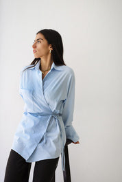 Banglen-blend shirt with bow BABY BLUE