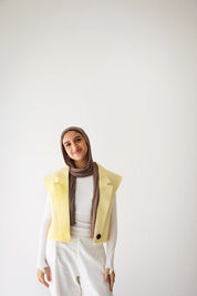 Croped linen blazer LIGHT YELLOW