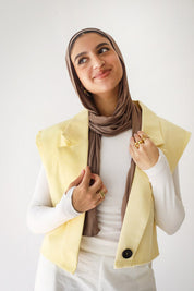 Croped linen blazer LIGHT YELLOW