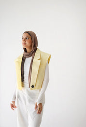 Croped linen blazer LIGHT YELLOW
