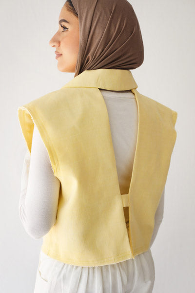 Croped linen blazer LIGHT YELLOW